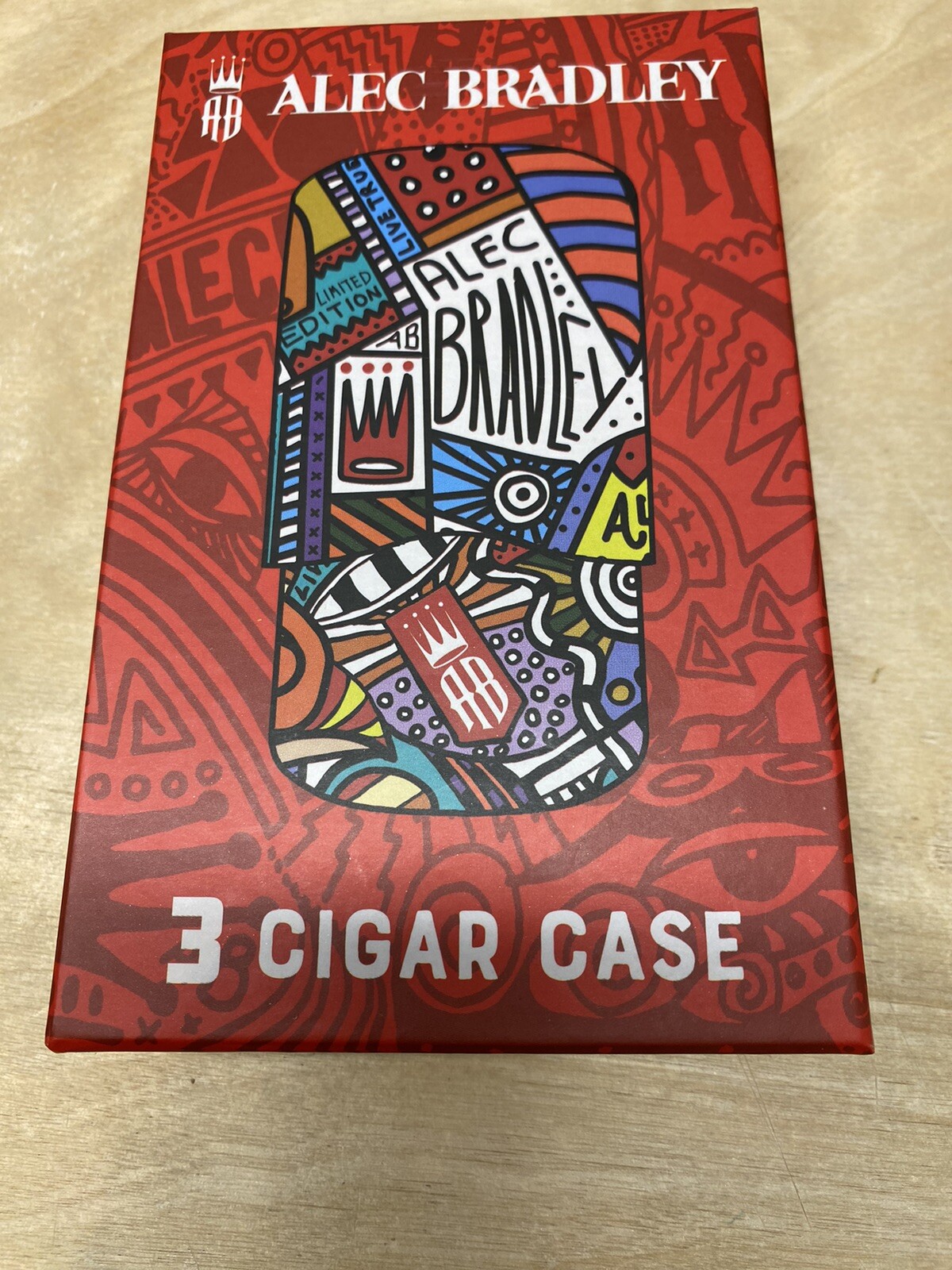 Alec Bradley 3 Finger Leather Cigar Case – Colorful Graphic – New