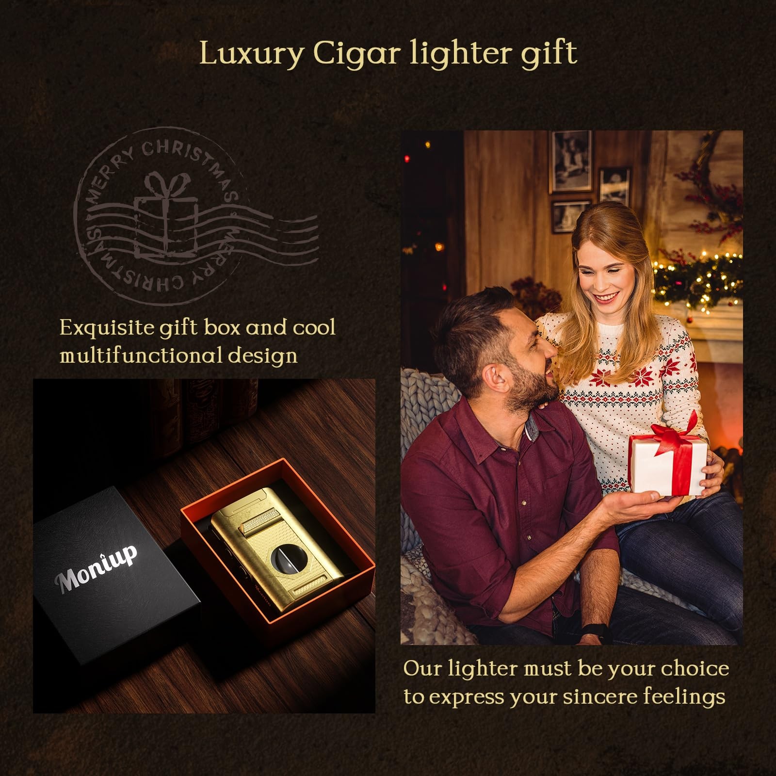 6-in-1 Cigar Torch Lighter, with Straight&V Cigar Cutter, 2 Cigar Punches, Ci…