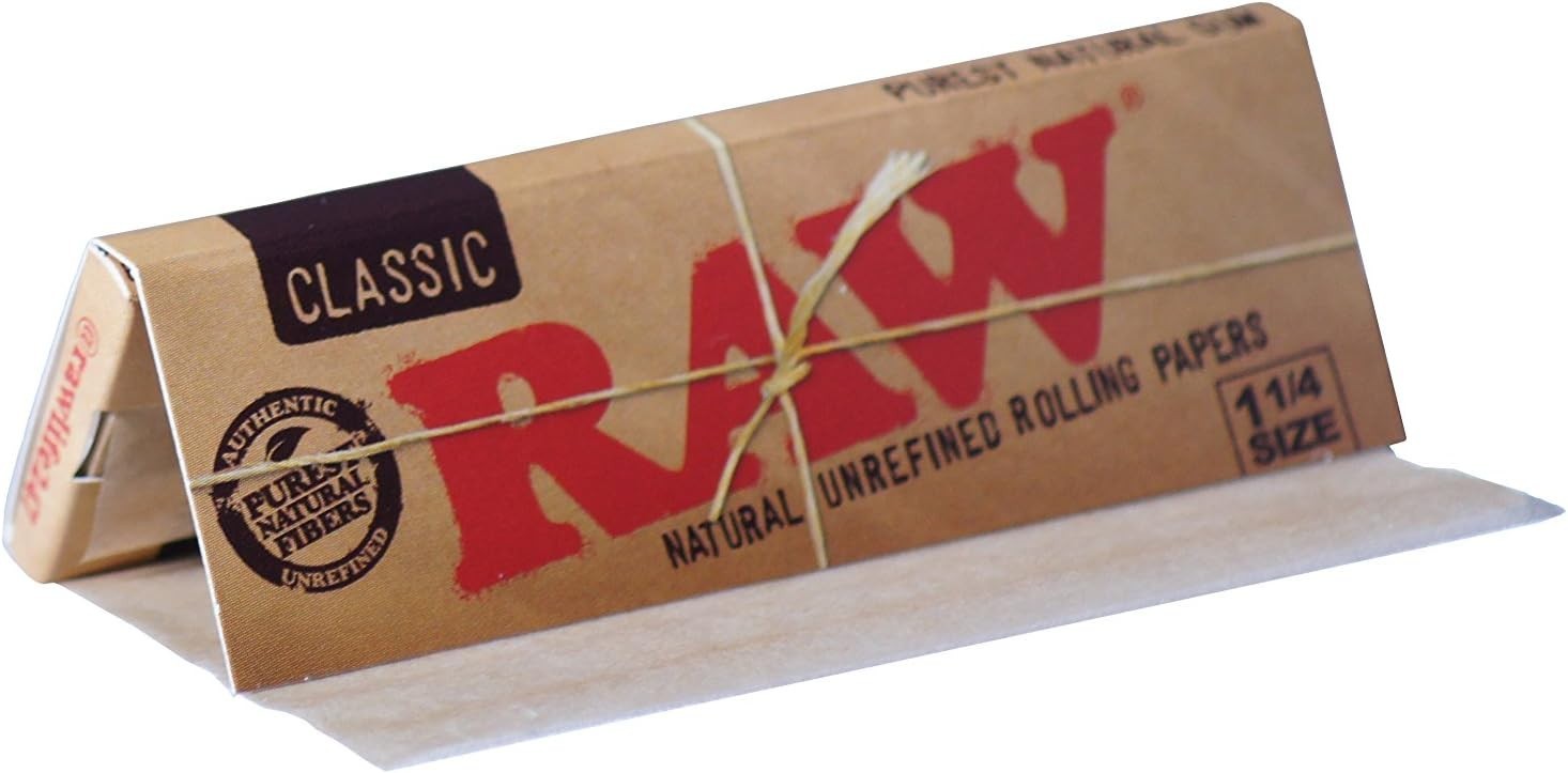 Raw Classic 1.25 1 1/4 Size Cigarette Rolling Papers Full Box of 24 Pack