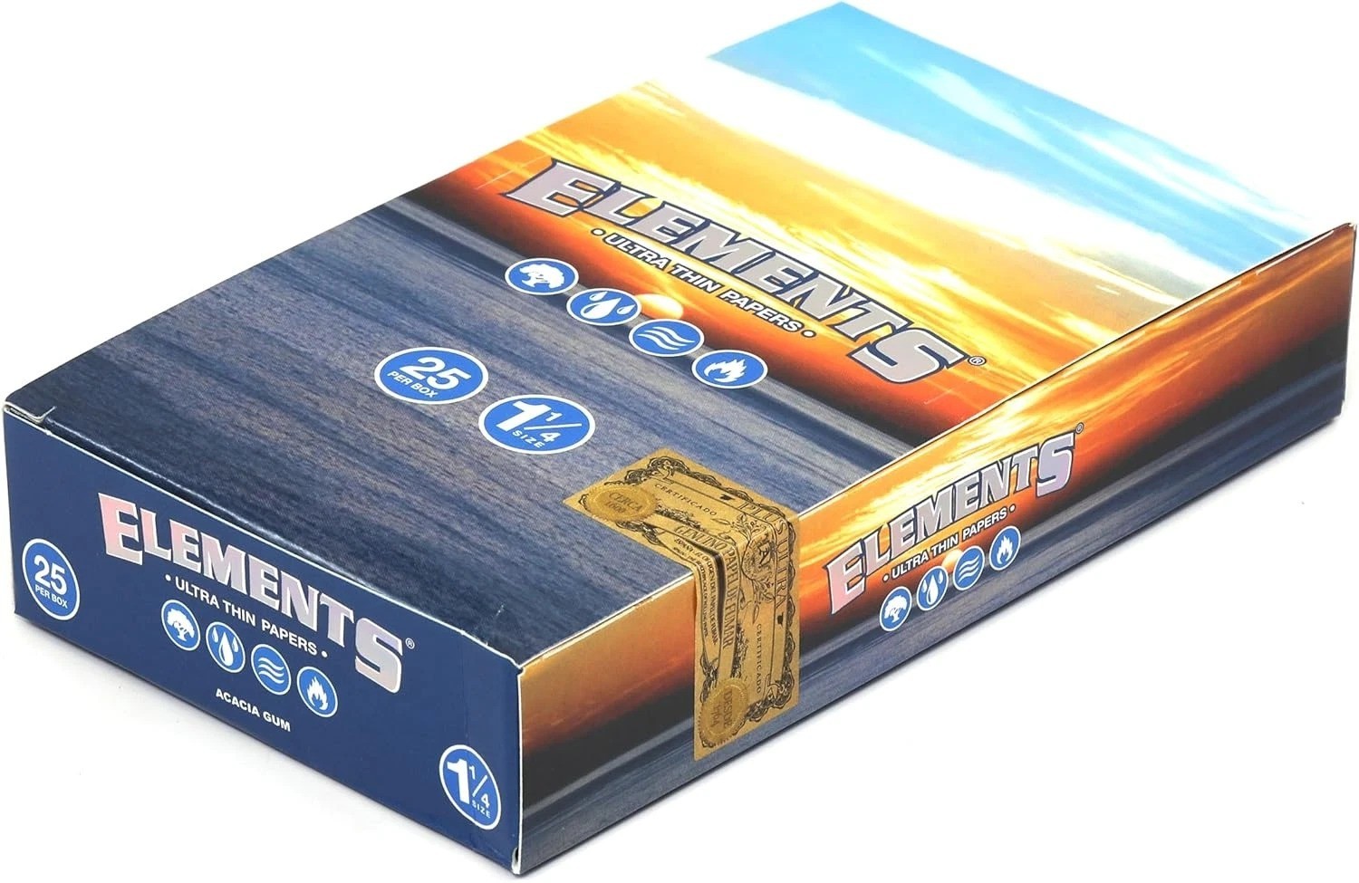 Elements 1.25 1 1/4 Size Ultra Thin Rice Rolling Paper Full Box of 25
