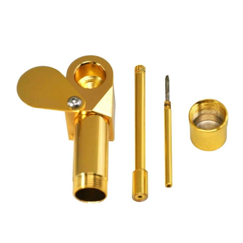 Brass Smoking Pipe with Storage Chamber Herb Tobacco Proto