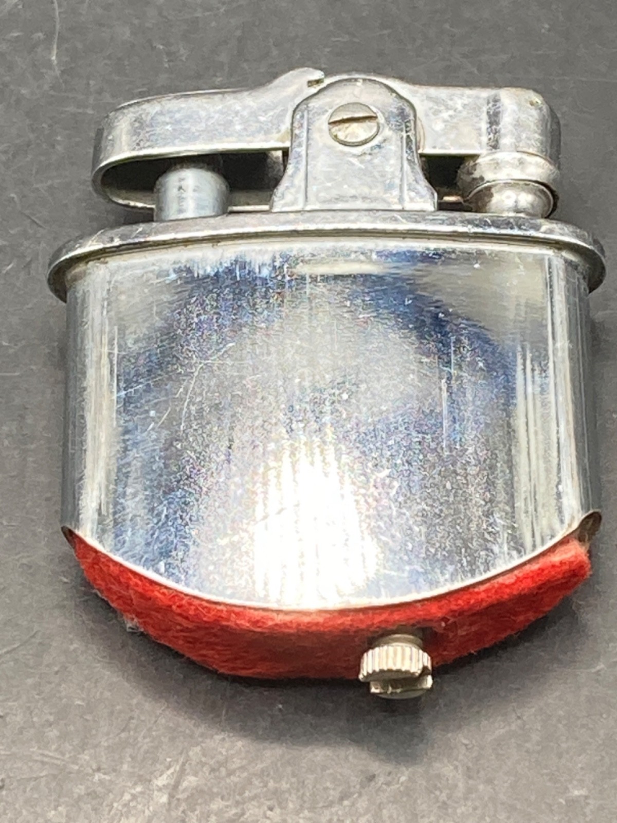 Vintage Chrome and Black Enamel Ronson “Rondette” Pocket Lighter, Initial B.M.K