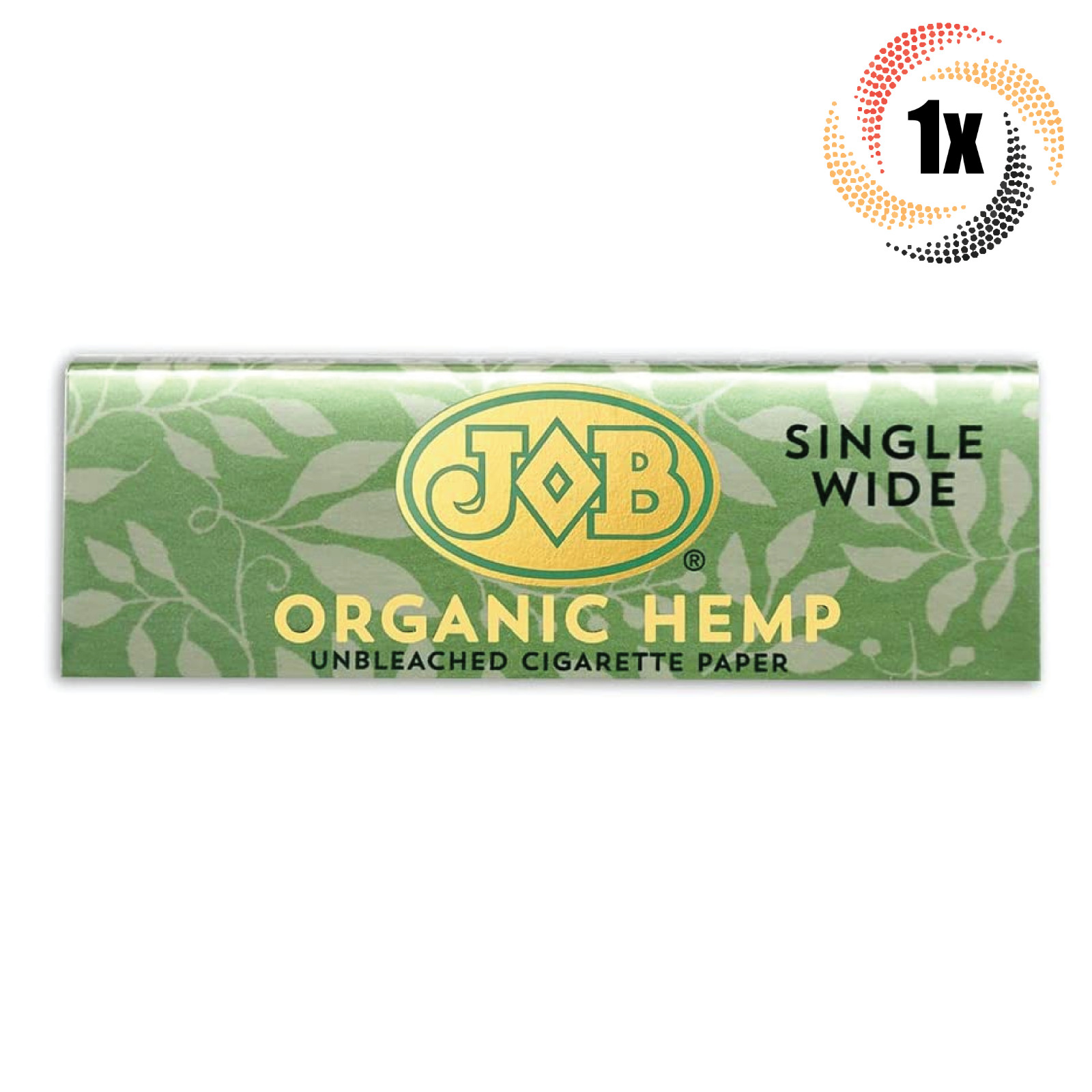1x Pack JOB Organic Hmp Rolling Papers Single Wide | 50 Papers Each | + 2 Tubes!