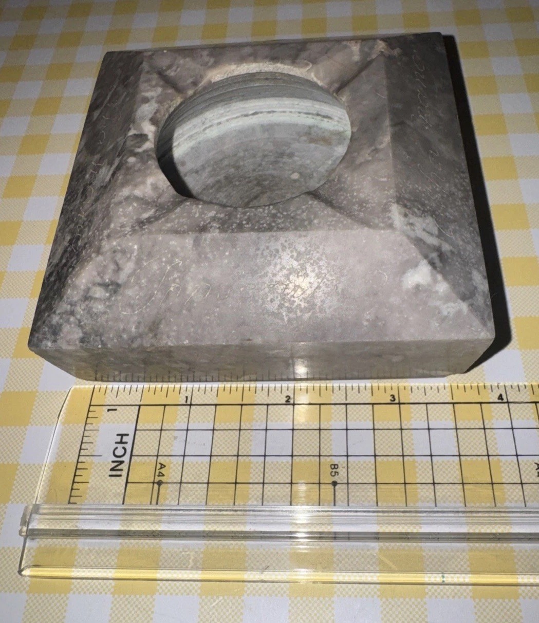 Cuban Crafters Vintage Stone Ashtray Gray Marble Cigar Ashtray Square 4x4x1