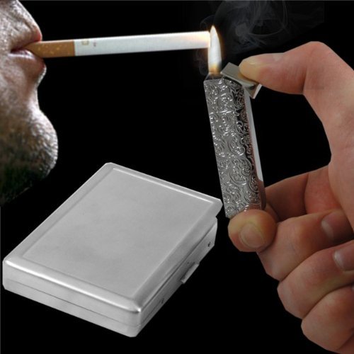 Vintage Japanese Monster Ad Cigarette Case w/Built in Lighter Metal Wallet