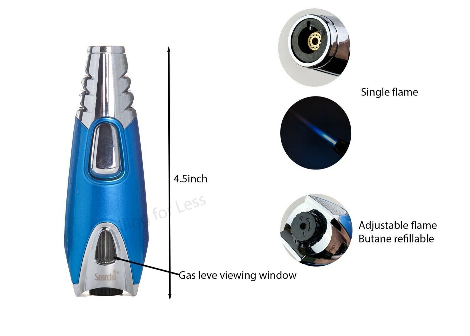 Scorch Torch Rocket Single Flame Butane Refillable Torch Lighter Model 61582