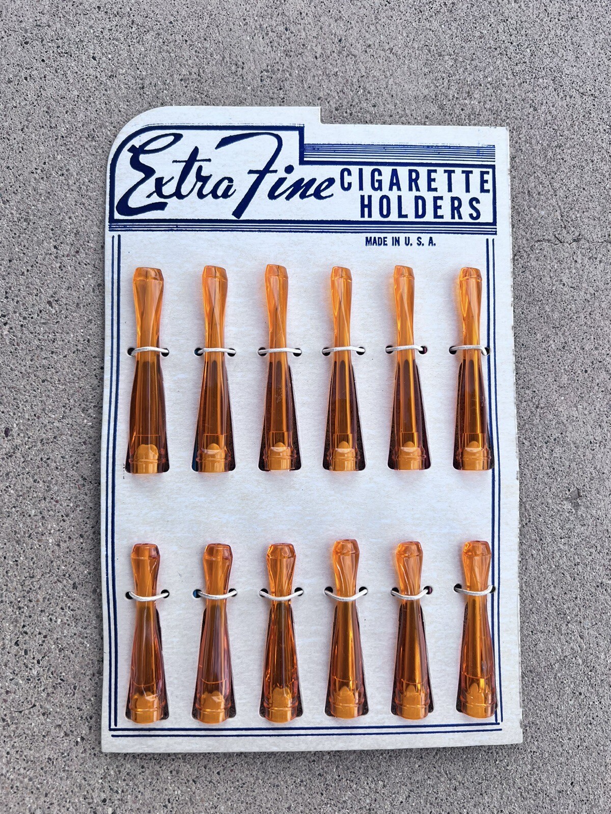 Vintage 12 Extra Fine Cigarette Holders Clear Orange Plastic 3″