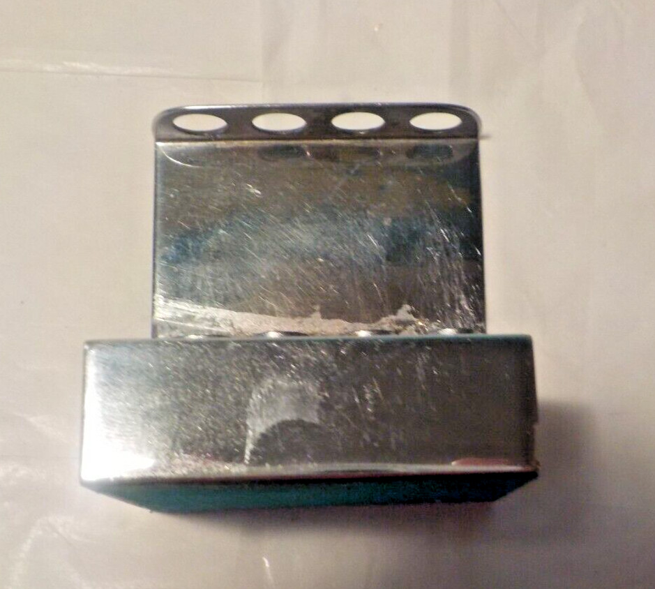 Vintage Metal CHROME Cigarette & Pack Case Box Holder Desk Free Standing