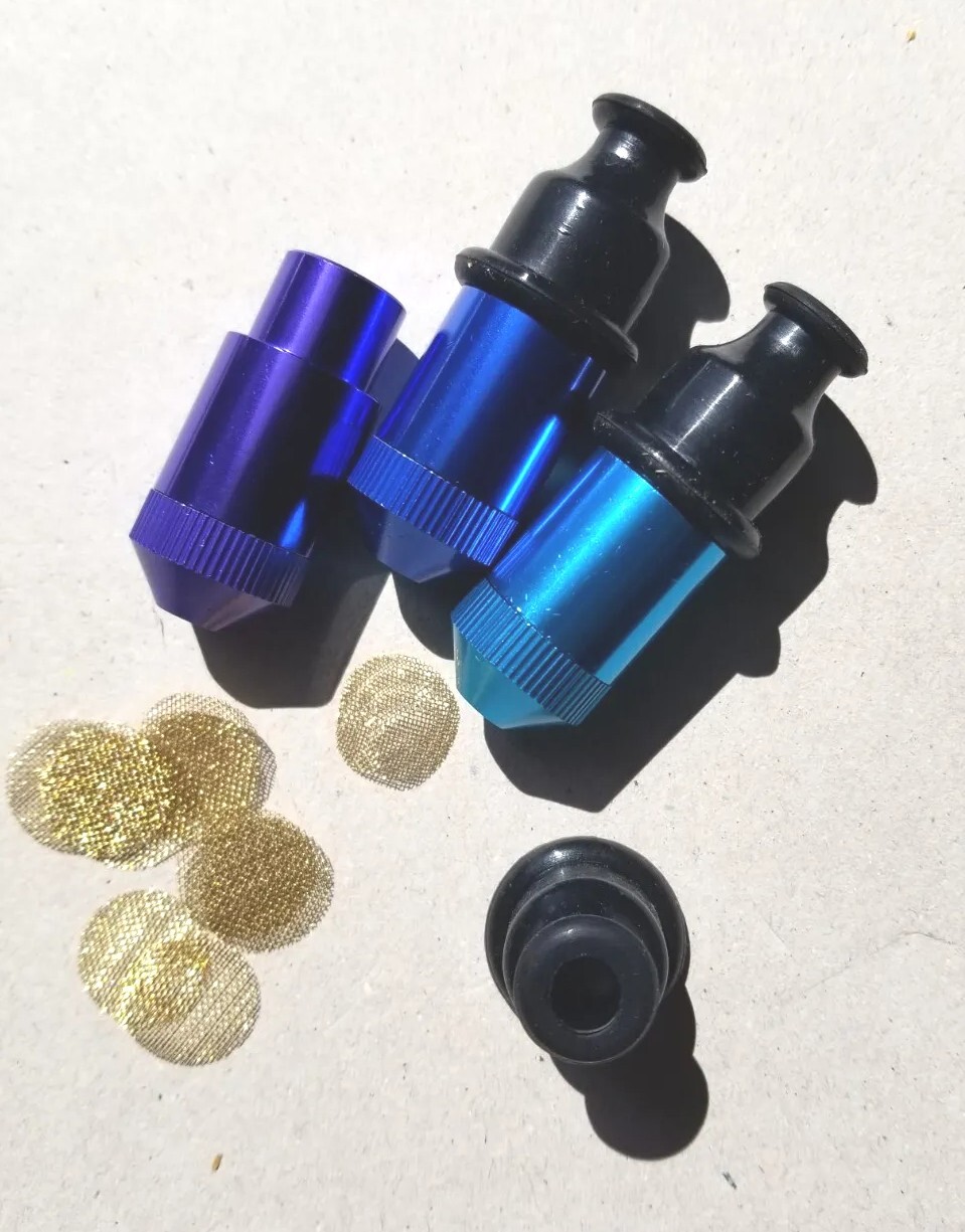 Purple blue aqua Set of 3 pieces sneak a toke american pipes with brass screens