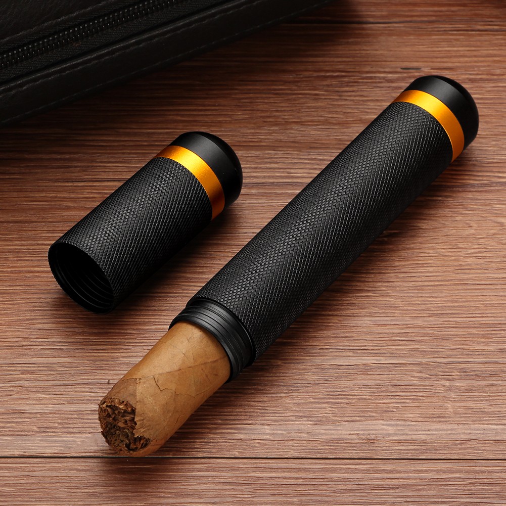 Galiner Stainless Steel Cigar Tube Case Humidor Box for 1 Cigar Travel Portable