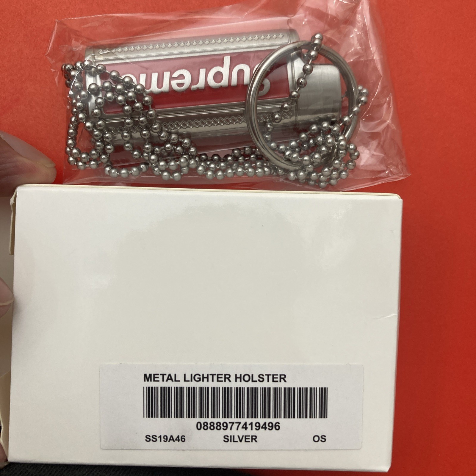 Supreme Metal Lighter Holster SS19 Logo Lighter Holder Silver Red – NEW