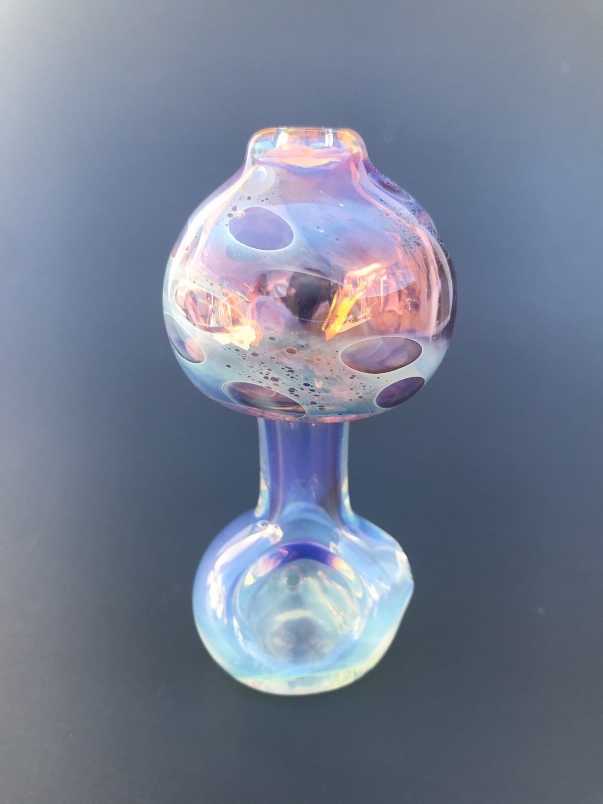 MUSHROOM COLOR CHANGING TOBACCO HAND PIPE GLASS Gold And Silver Fumed
