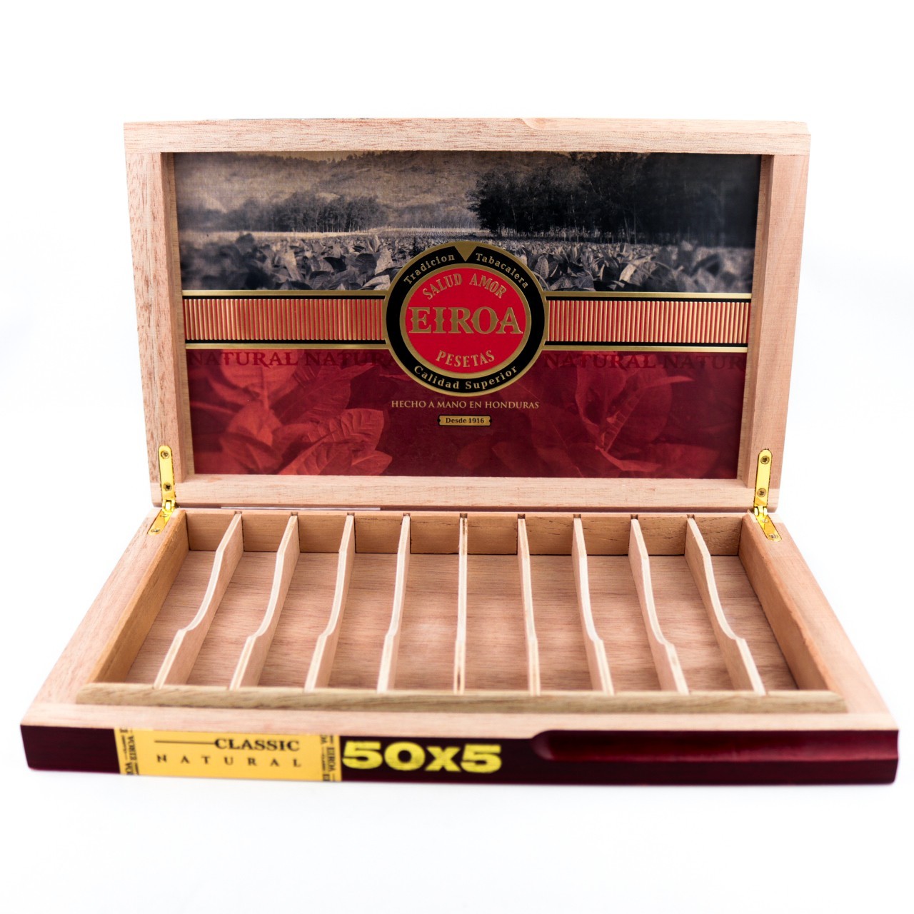 Eiroa Classic Natural 50 x 5 Empty Wood Cigar Box 10.75″ x 6.5″ x 1.25″