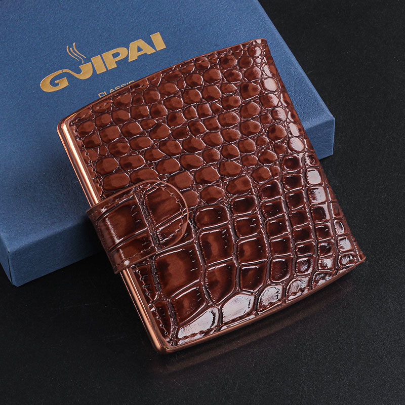 Classic Vintage Alligator Print Metal PU Leather Fashion Cigarette Case Holder