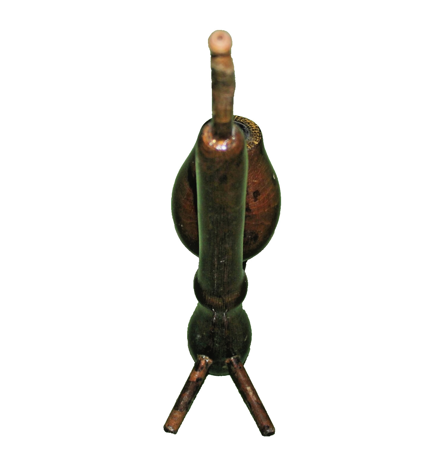 Hand Carved Pipe Lacquered Wood Floral Decoration Bent Twig Attached Stand