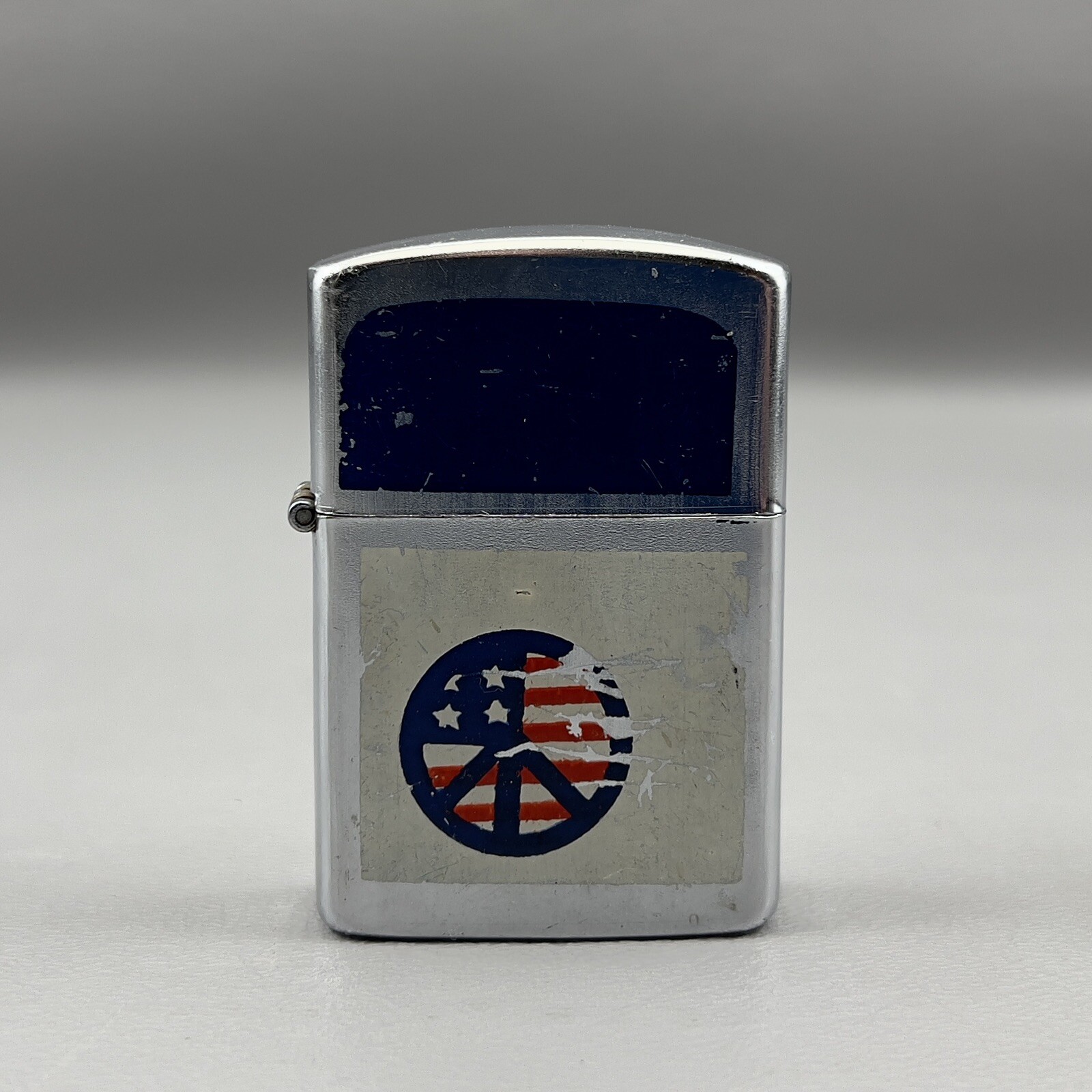 Vintage Hadson Peace Sign Cigarette Lighter USA Brushed Finish Japan EMPTY