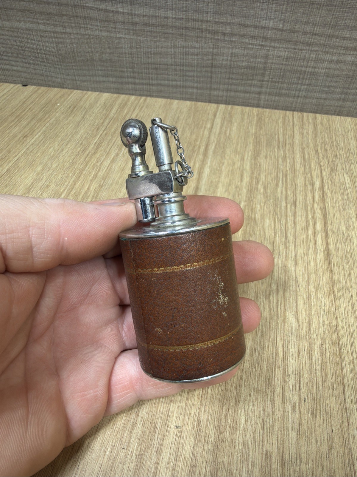 Vintage 1930’s Daltis “The Executive” Table Lighter. Untested Brown Leather