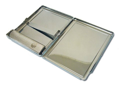 Vintage Smoking Woman C1 Cigarette Case with Built in Lighter Metal Wallet