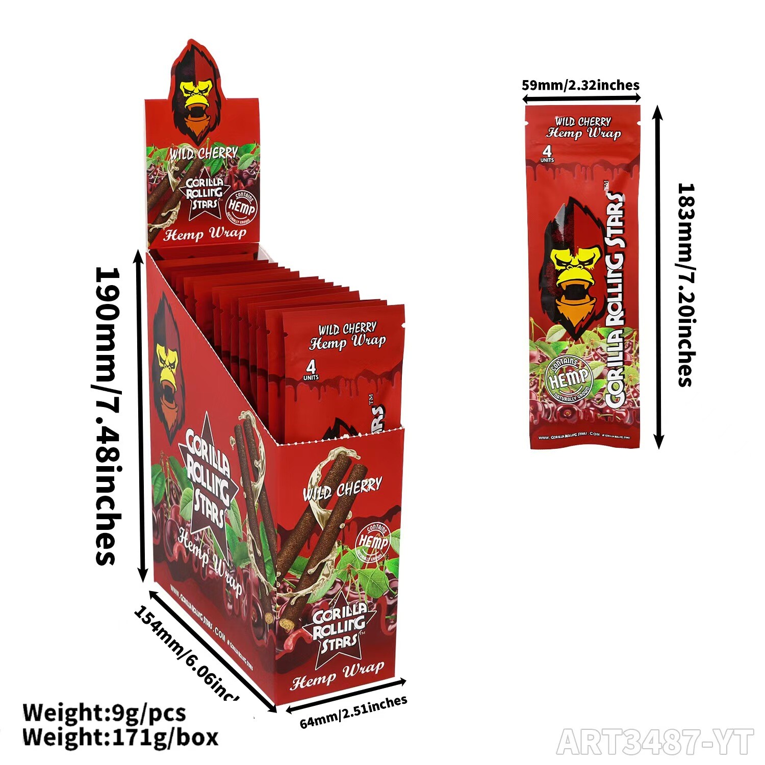15 packs/box Cherry Flavored Cigar Rolling Papers (110 mm) Durable & Affordable
