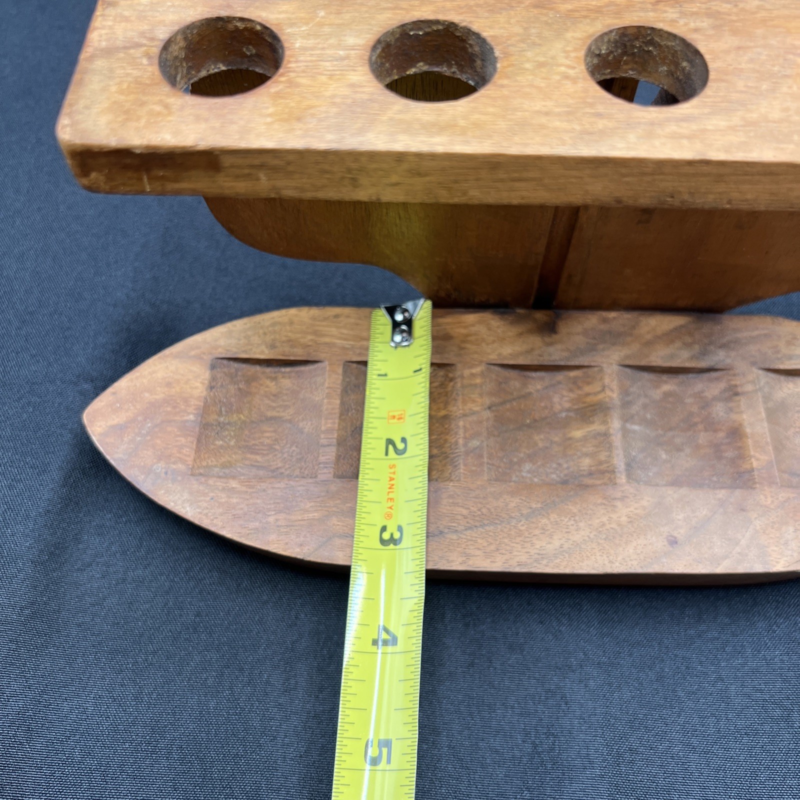 Vintage Wood 5 Pipe Holder Rest Stand Sailboat Nautical Free Standing