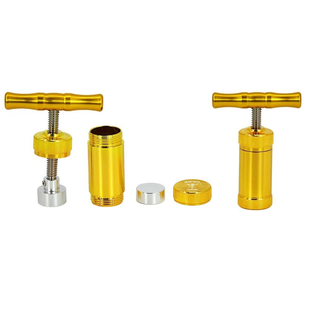 Zinc Alloy Compressor Presser T shaped Handle tobacco herb press squeezer Gold