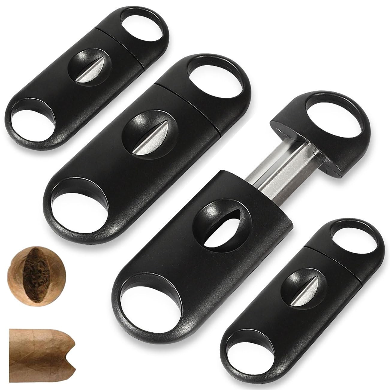 V-Cut Cigar Cutter Wedge Cut Portable Cigar Cutters for Men(4Pack, Black)