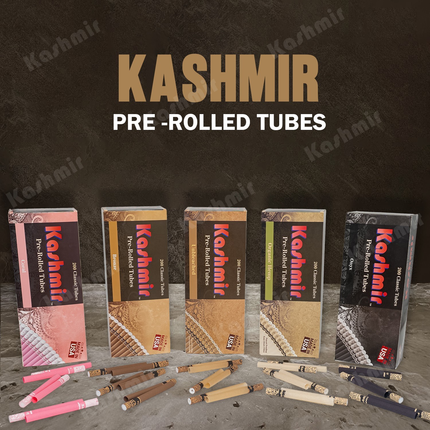 Kashmir: Pre-Rolled Unbleached Classic Cigarette Tubes Made in USA 200 Pack