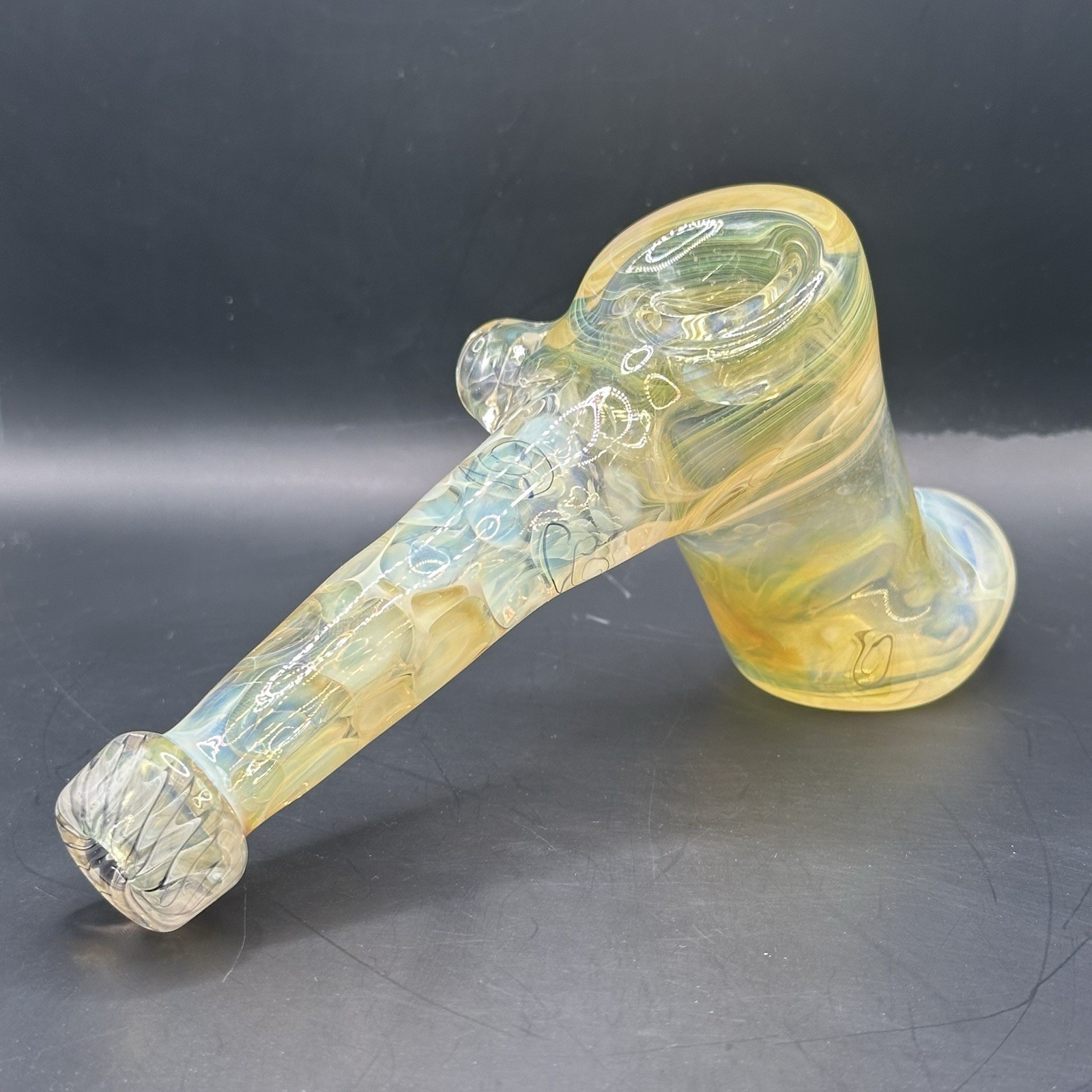 Cam Tower Heady Glass Hammer Pipe Gold And Silver Fumed