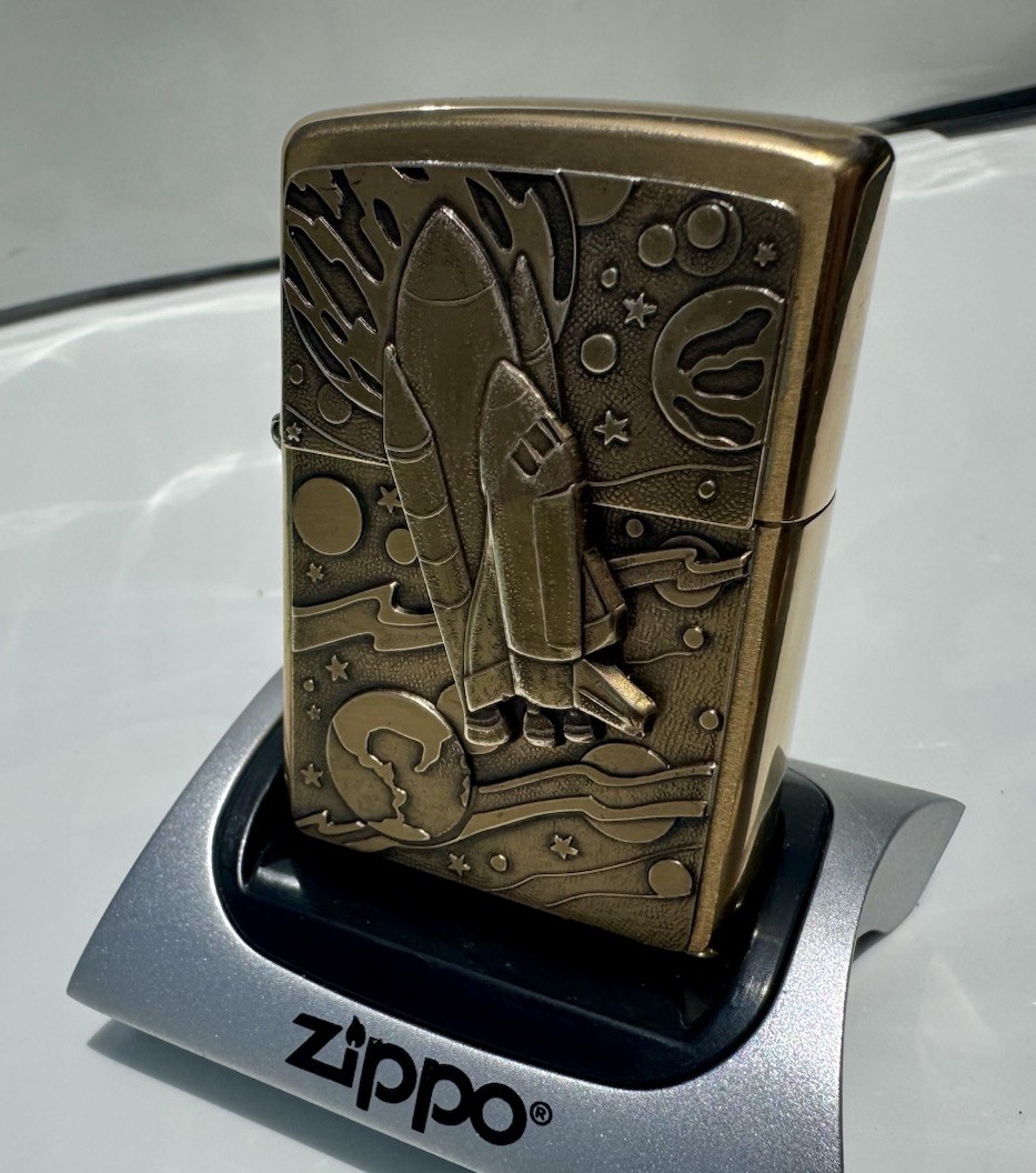 VTG 2000 Zippo Barrett Smythe Space Shuttle Surprise Trick Lighter Brass Unfired