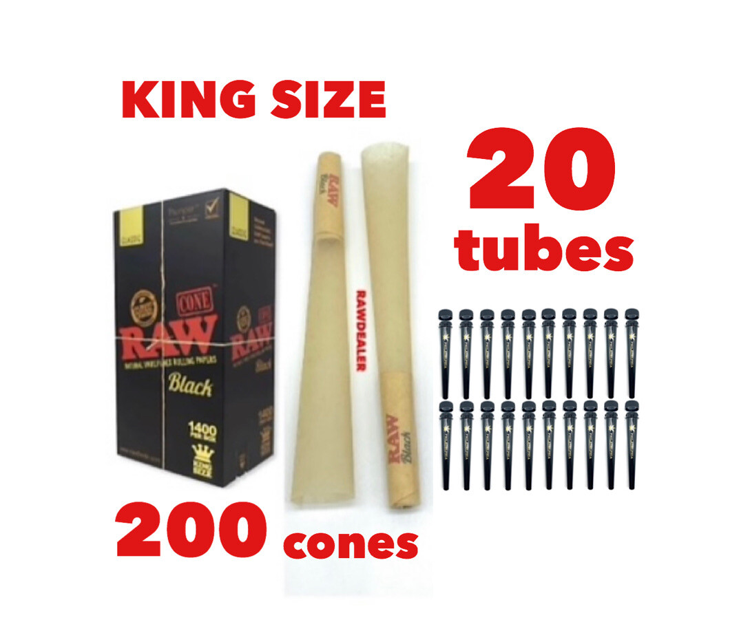 RAW black KING size pre rolled cone + philadelphia cone tube