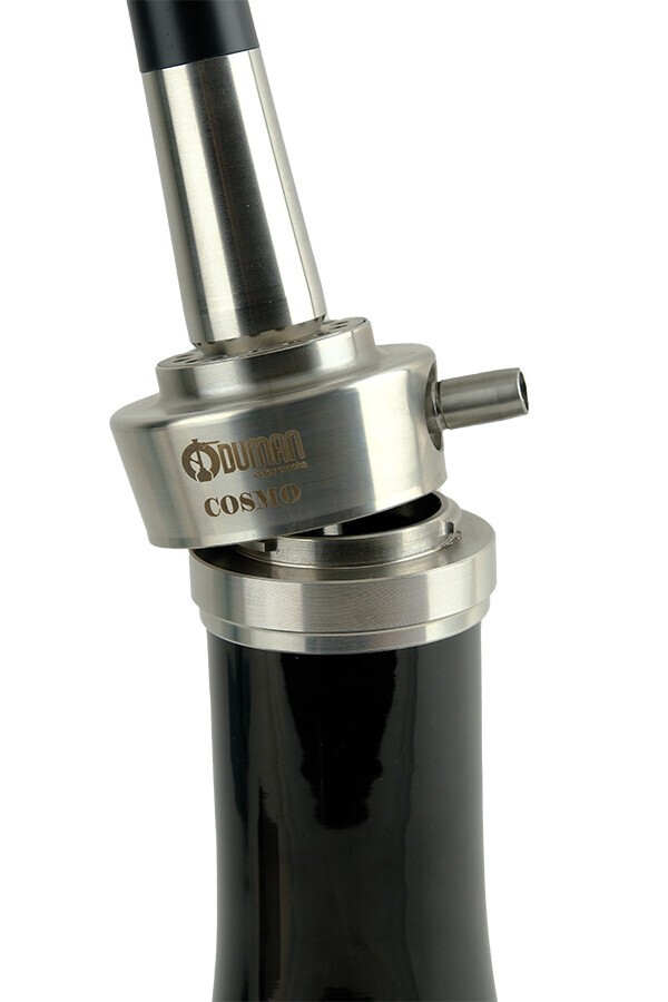 ODUMAN Cosmo Hookah Silver Body Black Glass Hookah Khalil Al Faker Nargile