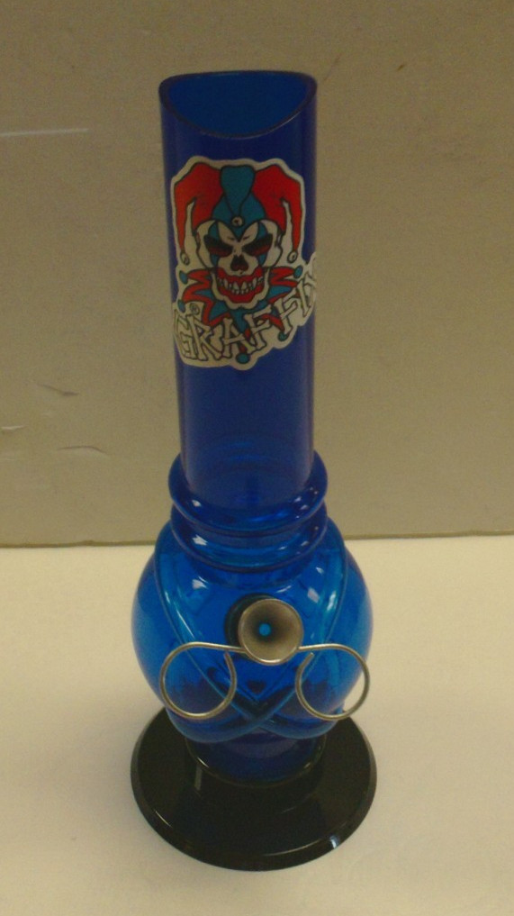 GRAFFIX 10″ ACRYLIC PLASTIC BUBBLE WATER PIPE BONG HOOKAH PULL CARB BLUE 1.5″M