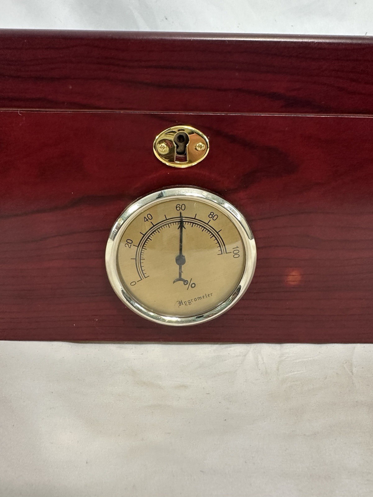Glass Top Cigar Humidor Hygrometer & Humidifier Wooden Desktop Cedar Lined