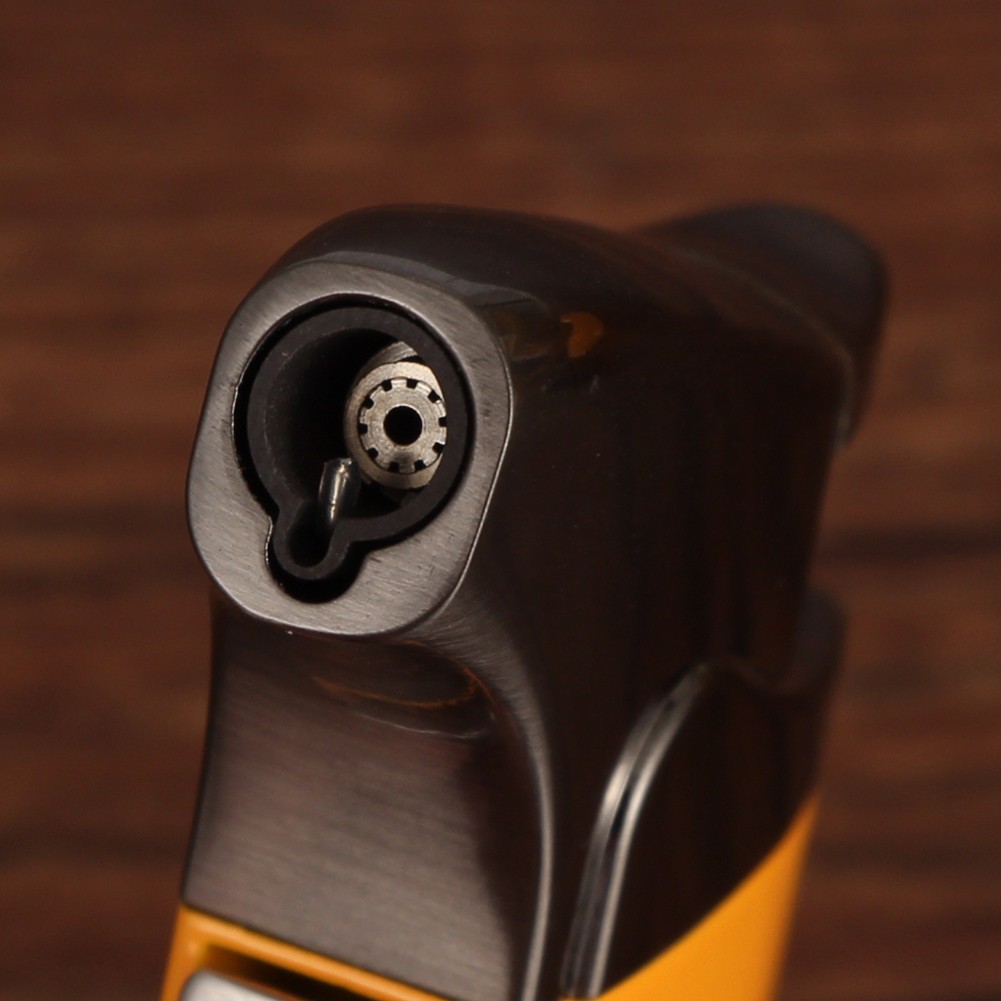 Pocket Yellow Windproof Metal 1 Jet Flame Cigar Cigarette Lighter W/Cigar Punch