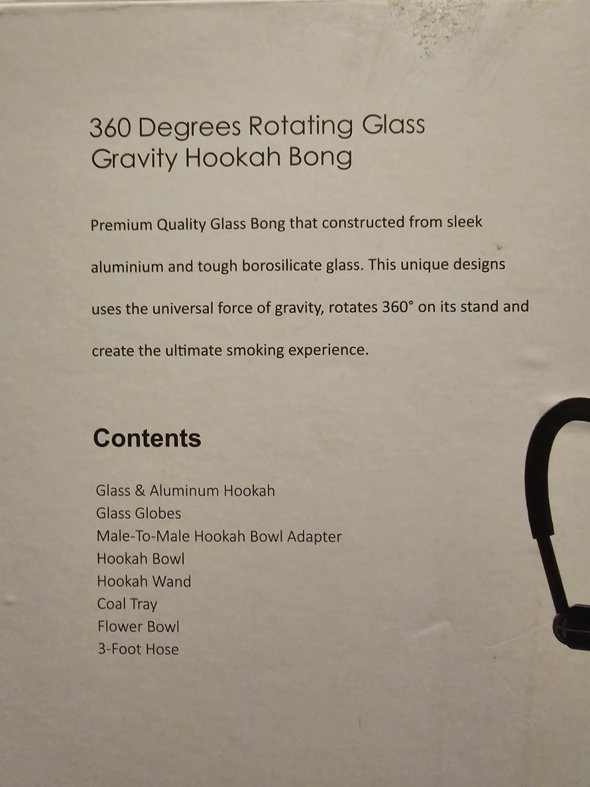 Stundenglass Gravity Infuser 360° Rotating Glass Hookah-Black Open Box