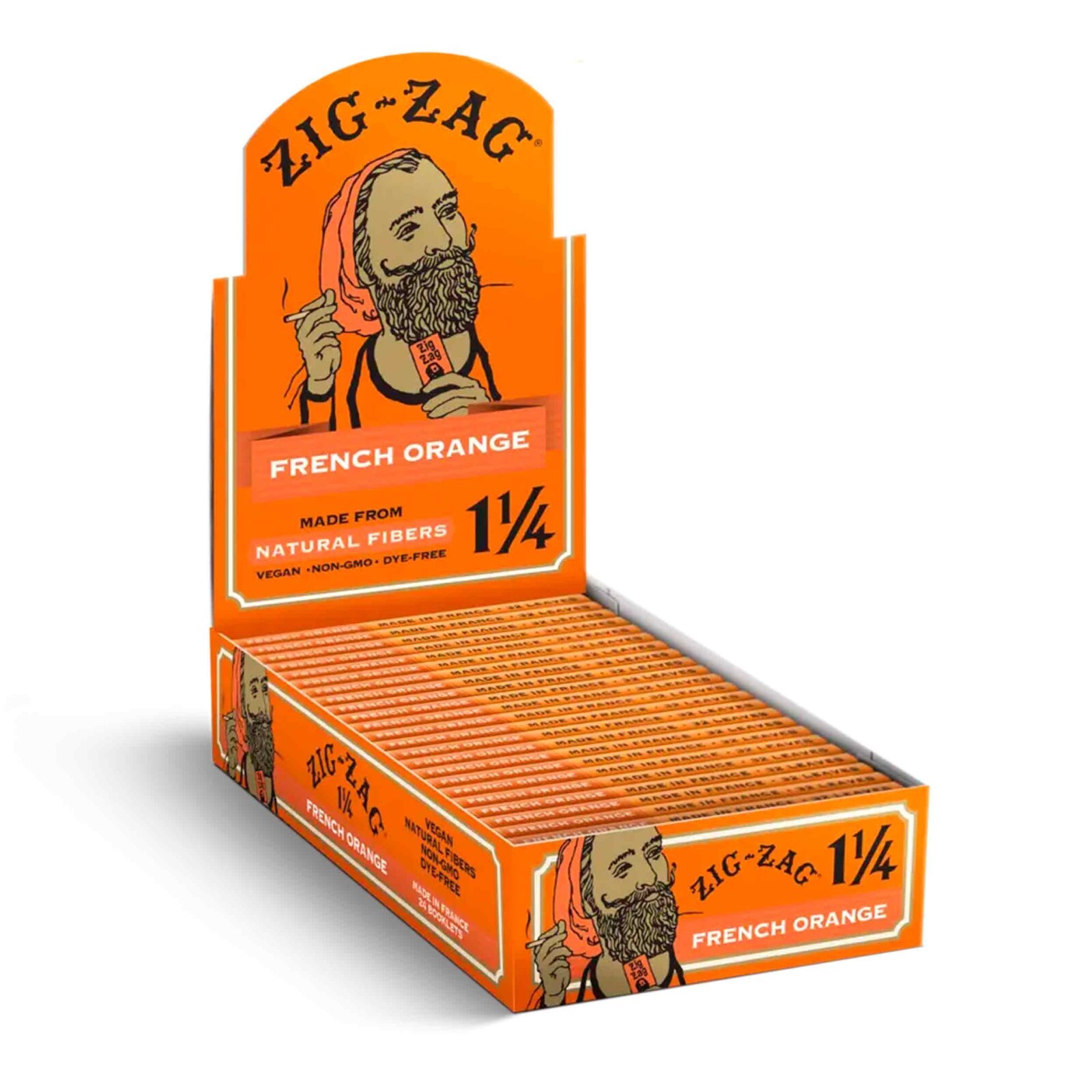 Zig Zag 1 1/4 – Zig-Zag French Orange Rolling Paper, (Box of 24 Booklets)