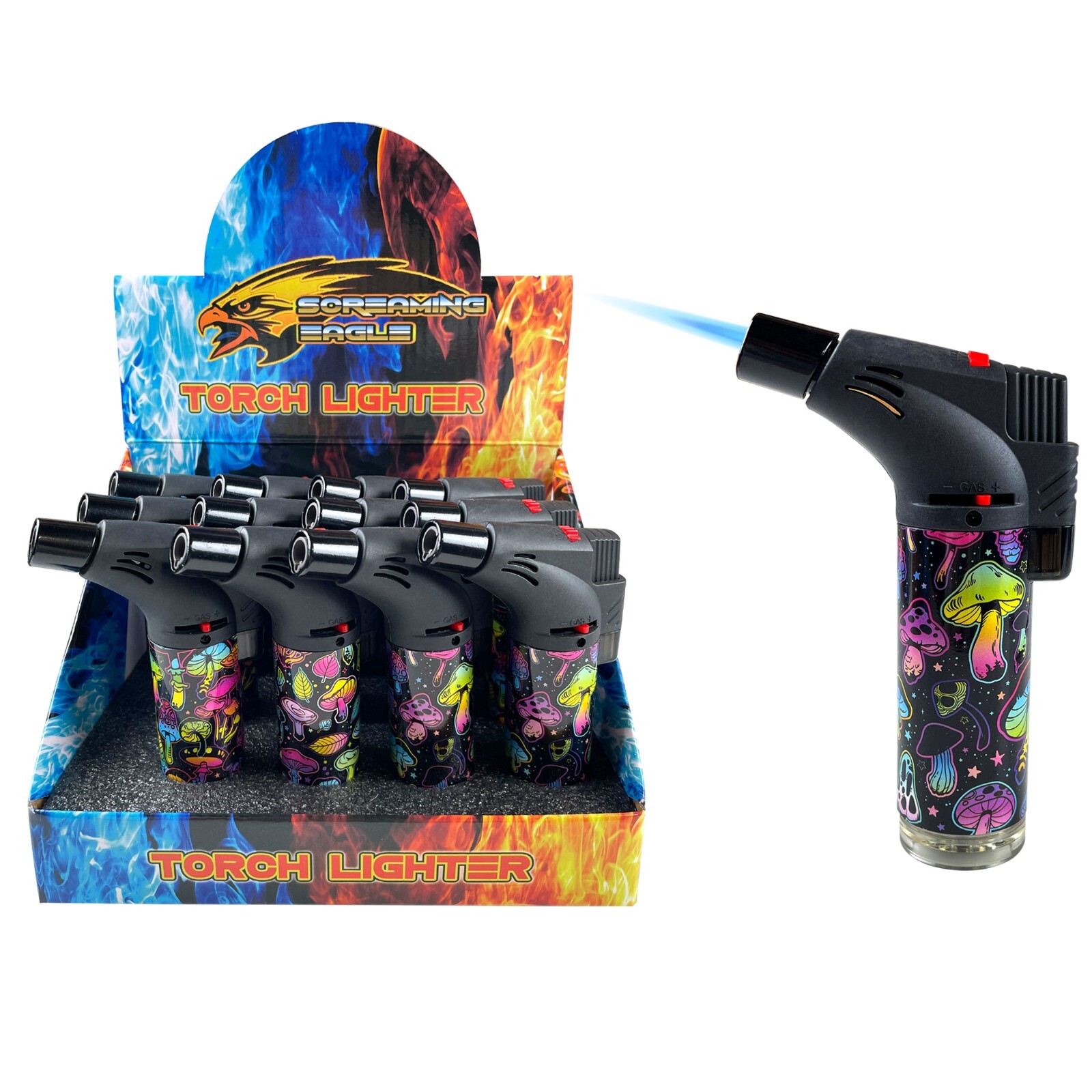 3Pack Jumbo 4″ Single Jet Flame Torch Gun Lighter Refillable Lockable Colorful