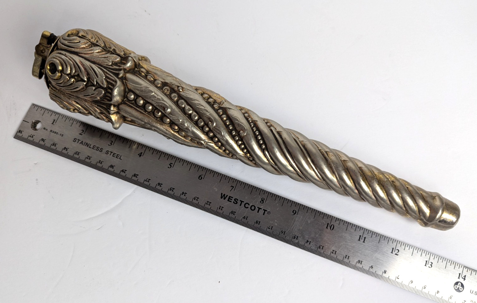Huge 13″ Scepter Silver Metal Table Top Cigarette Lighter Very Good Needs Flint