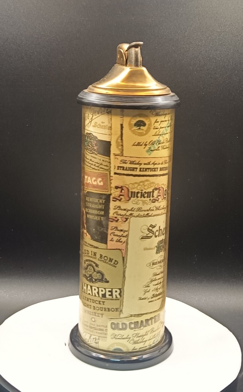 Unique Vintage Multiple Whiskey Labels Advertisement Petrol Table Lighter Workin