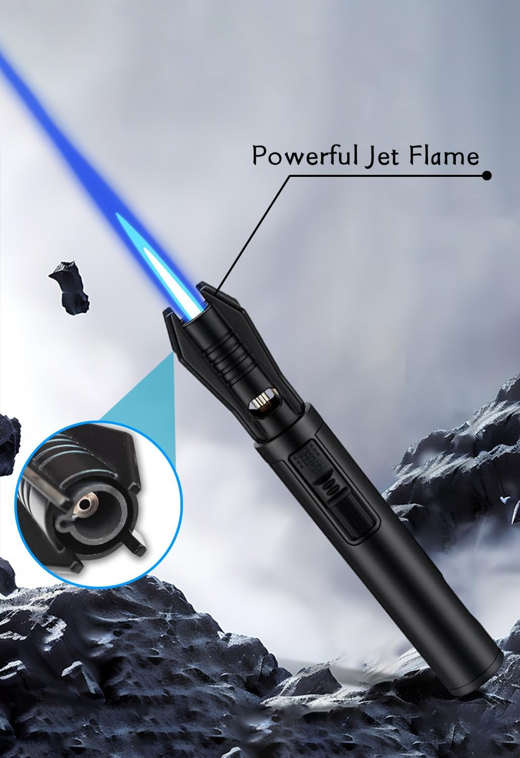 Torch Lighter – Windproof Jet Flame Refillable Butane Lighter with Adjustable F