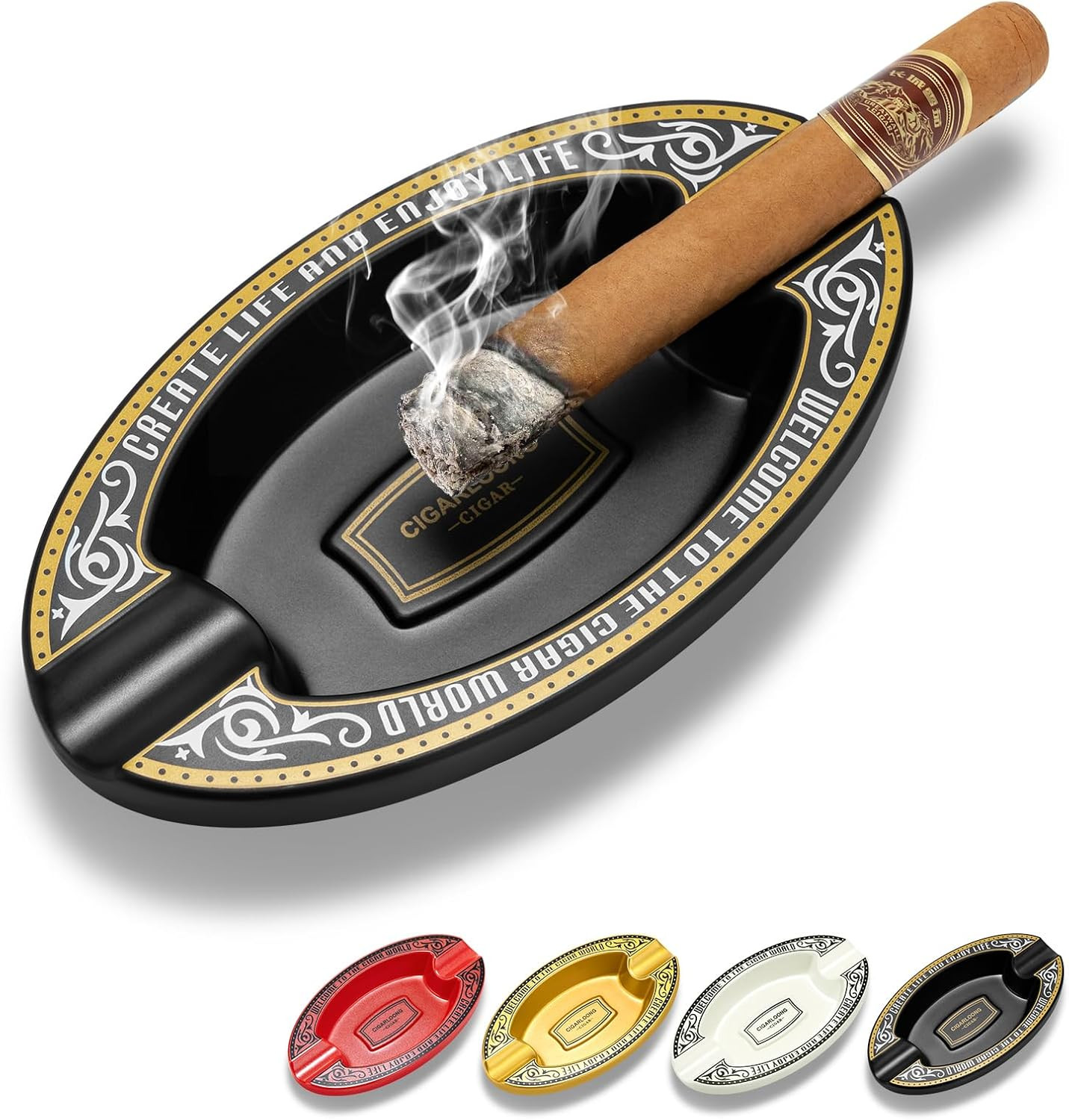 Cigar Ashtray with 2 Holders Slot Portable Indoor Cigar Ashtray for outside Pati