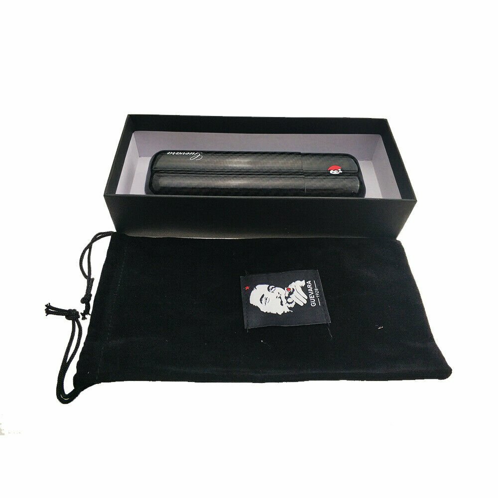 Black Carbon Fiber Cigar Case Holder 2 Cigar Portable 2 Tube Travel Case Gift