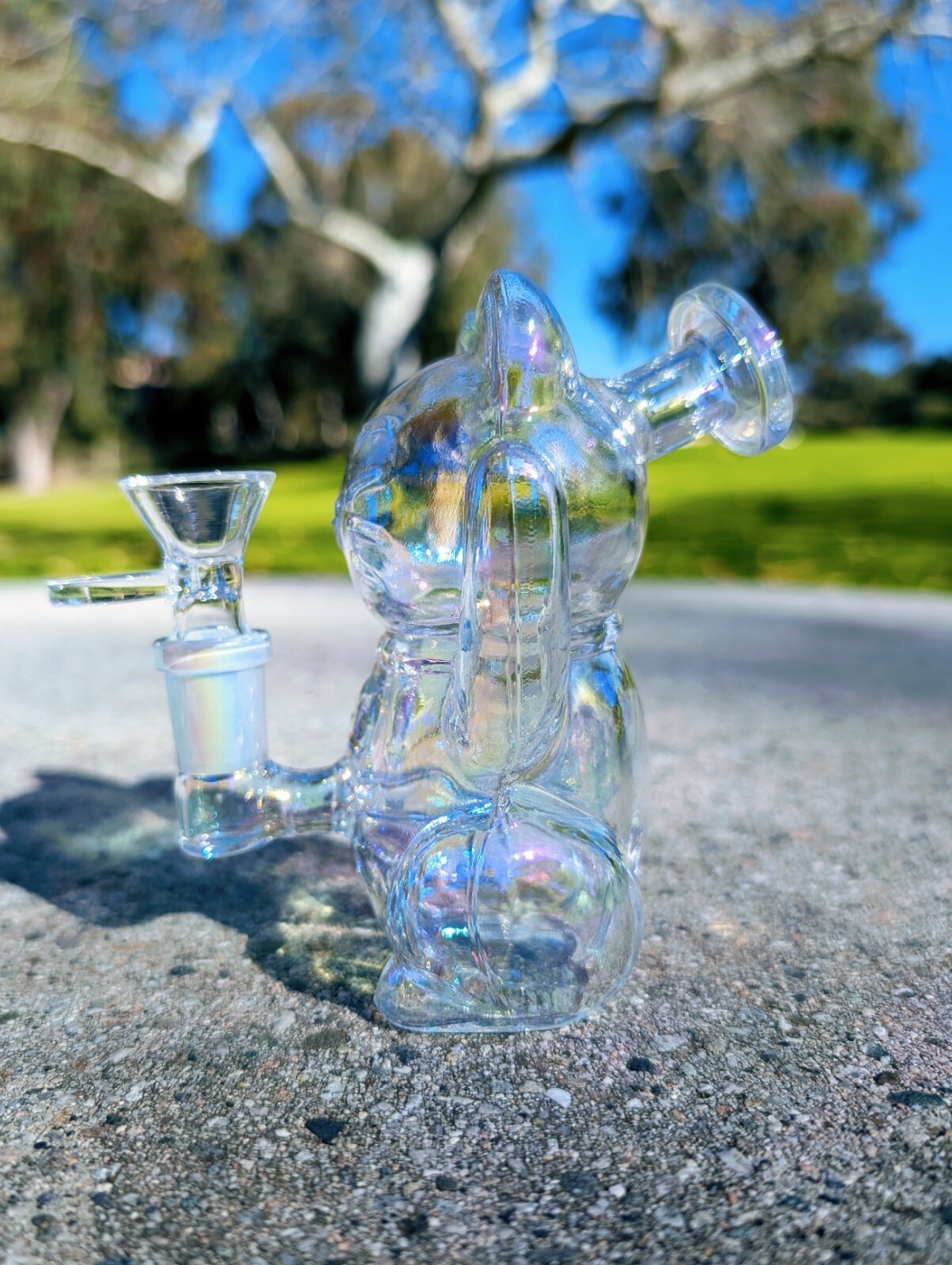 5.5″ Rainbow Waving Lucky Cat Maneki Neko Smoking Water Pipe Hookah Bubbler Bong