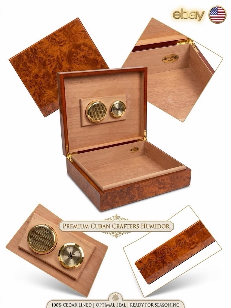 Cuban Crafters Cigar Humidor El Mio Burl for 25 Cigars