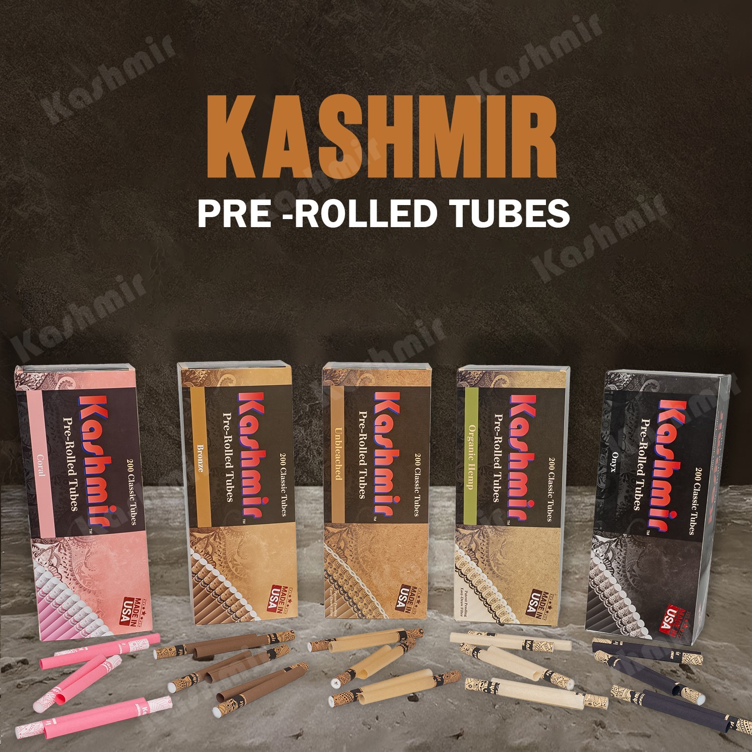 Cigarette Tubes Bundle Pack of 400 Organic & Onyx Pre-Rolled Tubes by Kashmir