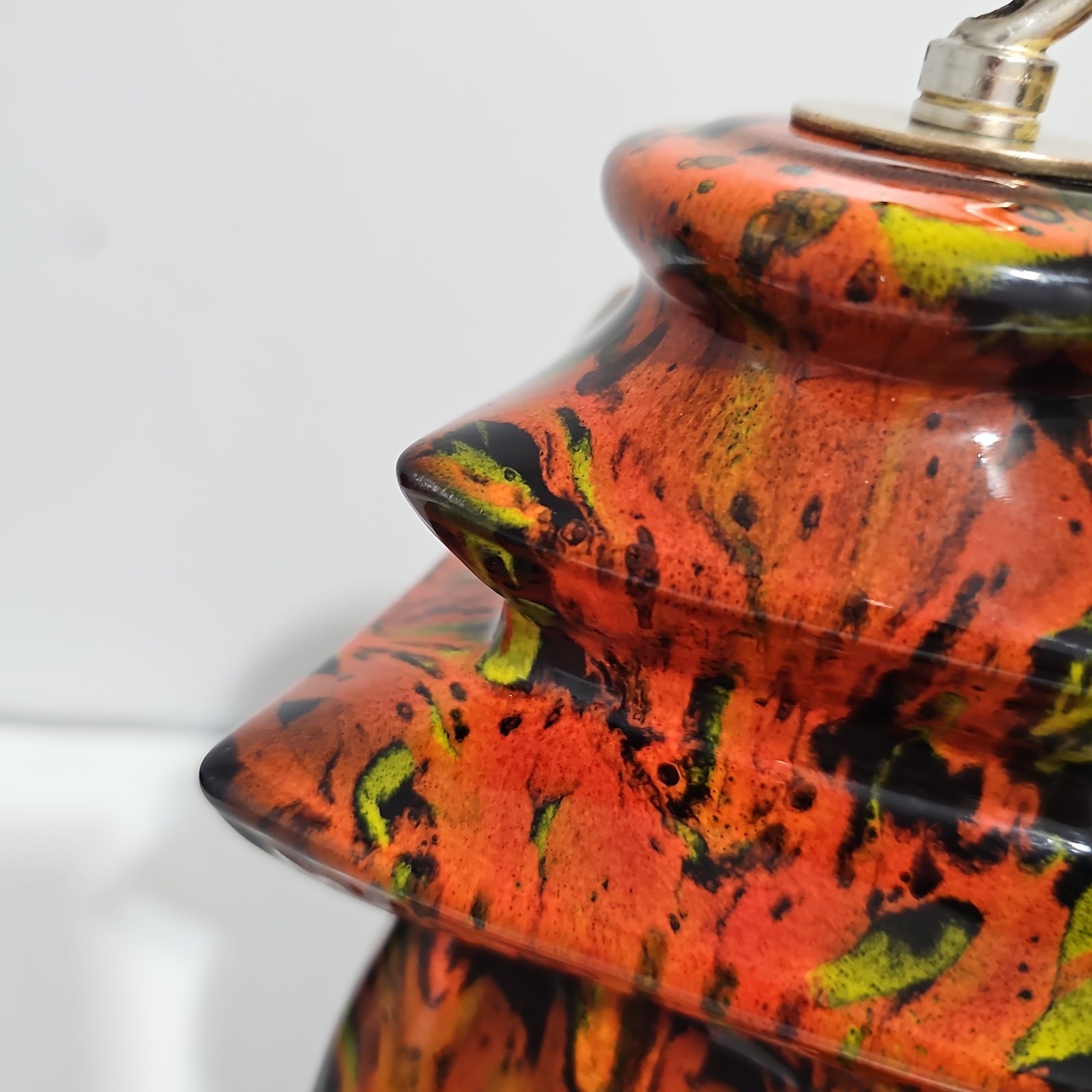Vintage MCM Drip Glaze Hanging Ashtray Pagoda Planter Psychedelic Hippie Retro