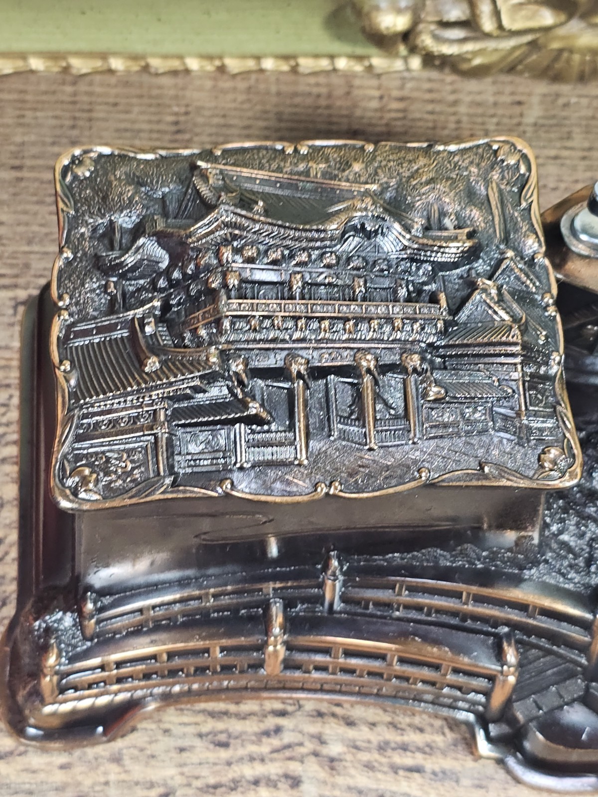 VTG Japanese Metal Tabletop Smoking Set Music Box(works) Lighter Ashtray…