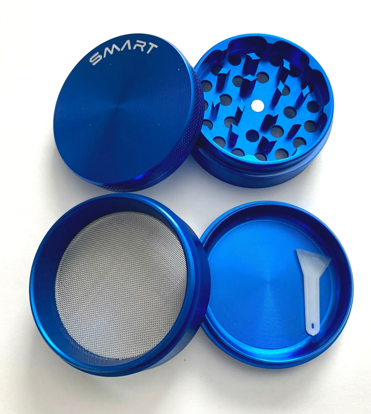 4 Piece Blue Large Titanium Smoke Spice Herbal Tobacco Grinder Herb Crusher