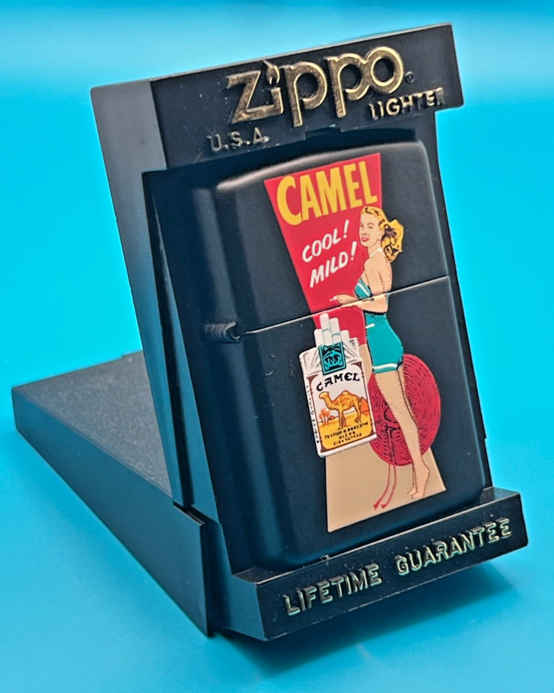 Genuine Brand New 1997 ZIPPO Lighter Rare CAMEL SEXY POSTER GIRL Satin Black