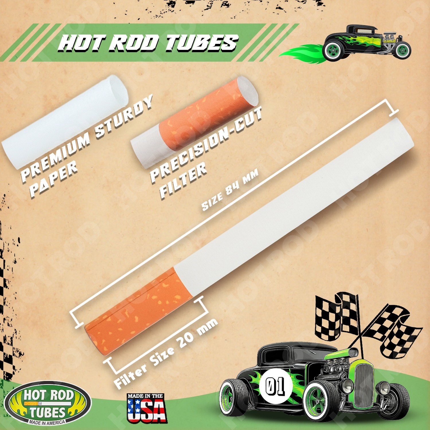 Hotrod Tubes Menthol King Size Cigarette Filter Tubes 200 Per Pack: 10000 Tubes